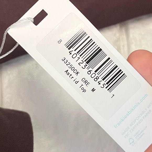 NWT Frankies Bikinis Brown Astrid Mini Long Sleeve Crop Top Tie Front - Picture 5 of 7